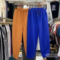 Gem blue pants legged casual pants women plus velvet fried street cotton pants tide loose version lazy net red pink sports