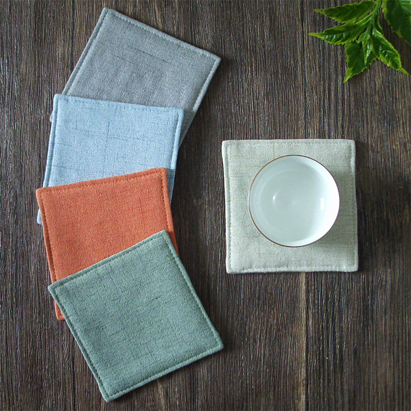 Handmade coasters Heat insulation mat Household coasters Fabric cotton Hemp Chinese style tea ceremony Zen creative water absorption pot mat diy