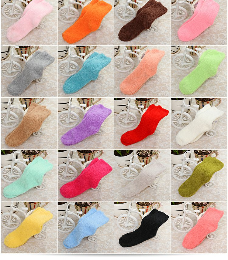 Tóc mùa đông cộng với nhung dày mùa thu và mùa đông vớ cotton mùa đông ấm áp san hô nửa nhung cotton vớ vớ champion