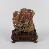 Changhua Jade Rock Pheasant Blood Flowers and Birds Qingtian Carved Ornaments One Kiss Thousand Years Jewelry Strange Stones Pure Handicrafts