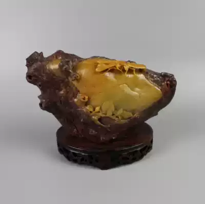 Qingtian stone carving ornaments meet dragon egg worm interesting color essence natural protection Jade handmade art gift recommendation