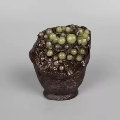 Small ornaments a basket of grape jelly exquisite natural Qingtian stone carving handmade home decorative head fish tank Mill