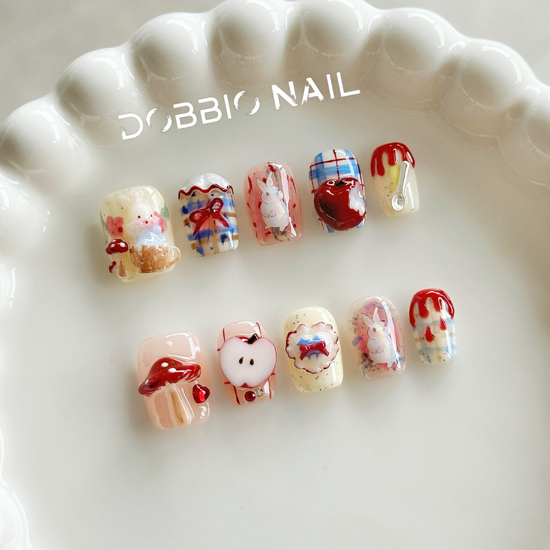 Dobbio【Fairy Tale Town】Heavy-Duty Vintage Cute and Sweet High-End Handmade Wearable Nail Art Nail Tips