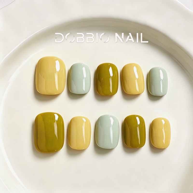 Dobbio【Lemon Milkshake】Korean Style ins Morandi Dopamine Handmade Wearable Nails Solid Color Nail Tips