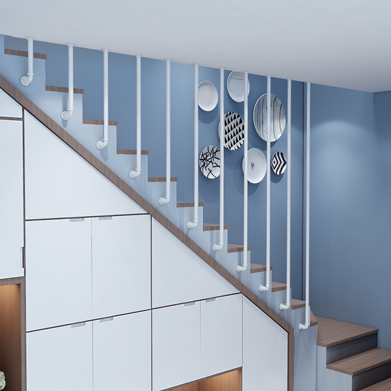 Minimalist modern revolving stair armrest guard rail Indoor duplex anti-guard rod Nordic iron art home loft fence