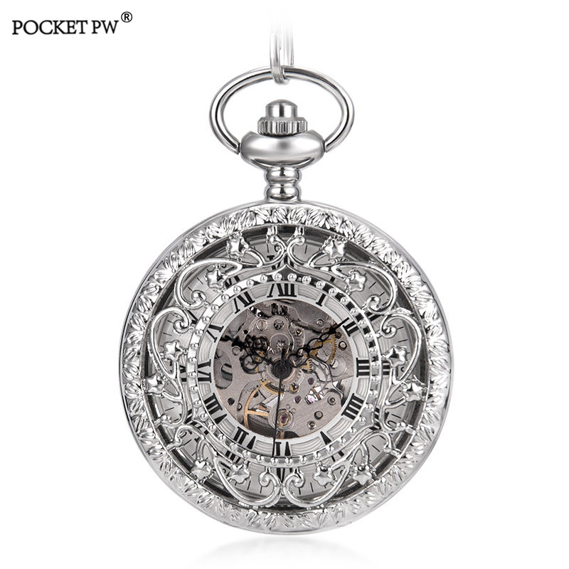 シークレットガーデン 自動巻き機械式懐中時計 レトロなスケルトン彫刻とフリップカバー付き - 男性にも女性にも、学生にも贈れるギフト