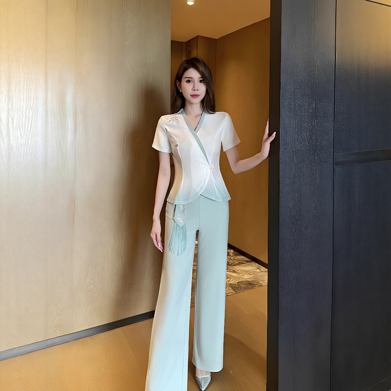 2026 New Style Soft Foot Bath Technician Work Uniform Long Pants Elegant Set Health Care Ear Picking Specialist Foot Massage Spa High-End