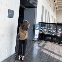 Small bi plate 8-point woolen wide-legged pants one or three good products in winter with high loose Joker pants women