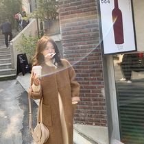 One Sanliang small man with high loose Lamb hair coat womens medium long granular velvet coat