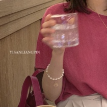 Summer plum ~ simple temperament hollowed-out linen short sleeves Knitted Sweatshirt Blouse for women Short 150 small children