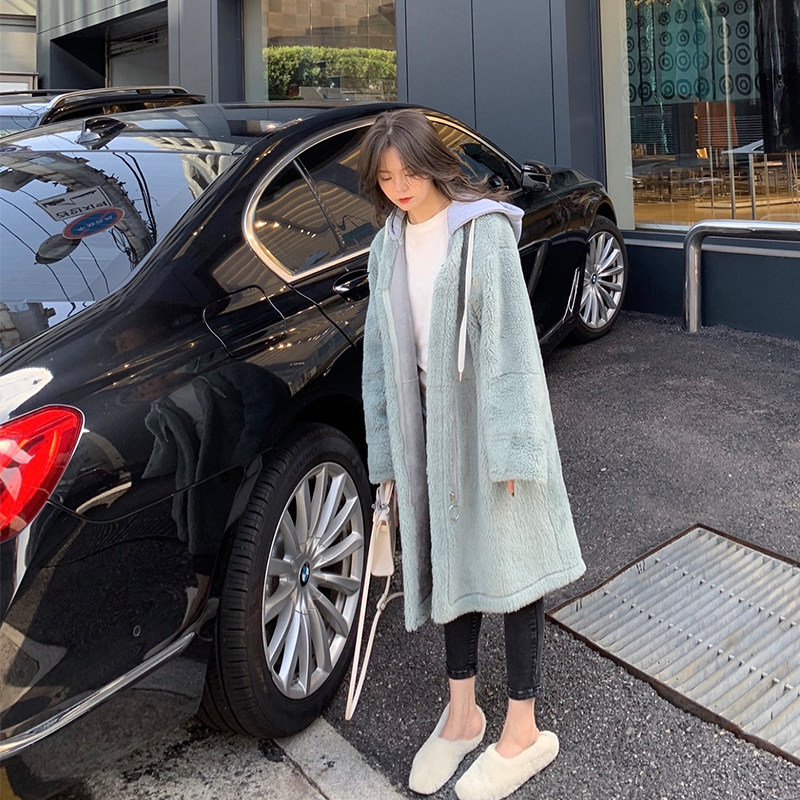 One third Liangpint small sub winter dress with a high school long version of grain suede lamb wool jacket woman 2019 new