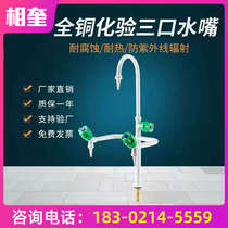 Primrose all-copper test water nozzle Laboratory triple faucet All-copper three-saliva mouth Laboratory water nozzle