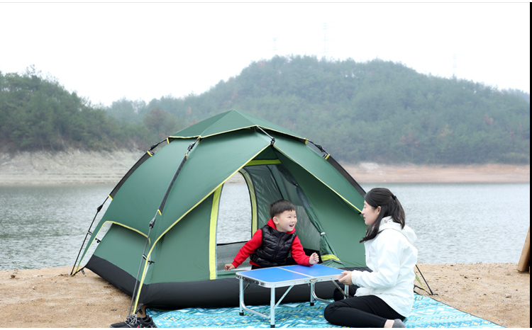 Lều ngoài trời 3-4 người Tự động làm dày lều chống mưa đôi gia đình tự động cắm trại hai phòng và một hội trường - Lều / mái hiên / phụ kiện lều lều cắm trại 6 người