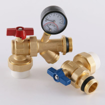 32-angle ball valve filter pure copper floor heating water distributor front end special all-copper inner wire 25 brass union temperature measurement