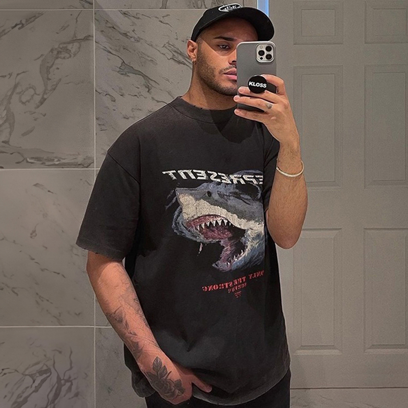 Represent Track Shark Niche Design American Trendy Brand Summer Pure Cotton Men's Couple Short-Sleeved T-Shirt Represent Track Shark Niche Design American Trendy Brand Summer Pure Cotton Men's Couple Short-Sleeved T-Shirt