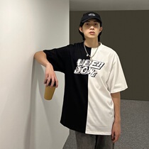 WE11DONE TRACK black and white stitching niche tide brand Korean version summer loose mens couple short-sleeved T-shirt ins