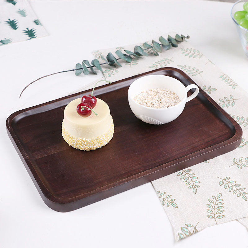 Simple rectangular wooden cake plate black walnut tray western food cake plate
