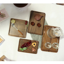 North American Whole Wood Black Walnut Wood Trays Rectangular Coffee Tea Dot Woody Dinner Plate Hotel Home