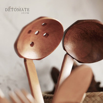 Bamboo Handle Nanwood Hot Pot Spoon La Noodle Restaurant Hotel Fire Pot Shop Soup Spoon Leaking Spoon Kitchenware Suit Jumpy Hot Spoon