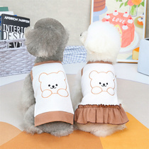 Pet Clothes Spring and Summer New 22 Waffger Bear Suite Clothes Fresh and cute Summer Small Vest Small Dress