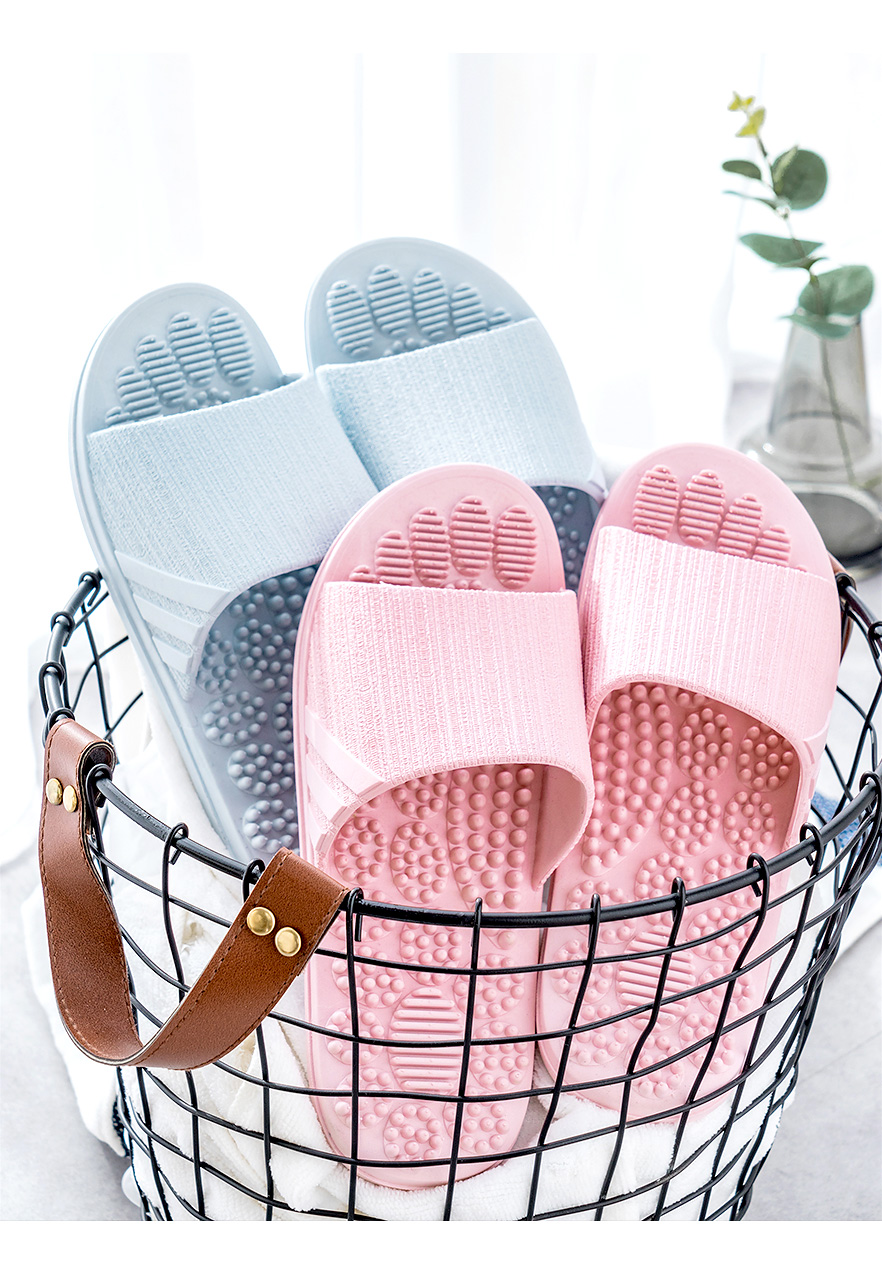 2019 nhà mới nữ mùa hè duy nhất massage phòng tắm trượt dép đi trong nhà dày chân móng chân giày nam - Trang chủ dép nhà tắm