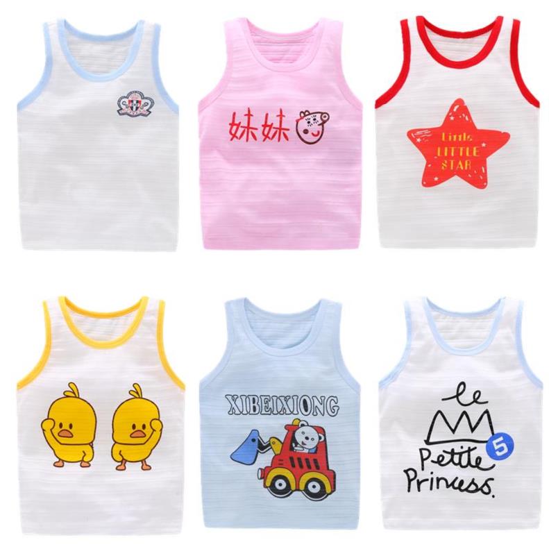 Childrens vest sling mùa hè mỏng bé bông tre bông bông đáy.