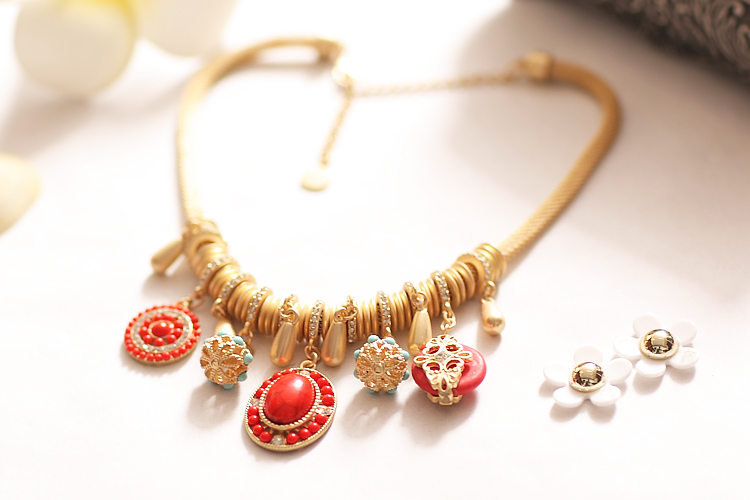 Alloy Fashion Geometric necklace(red) NHXW0117-red