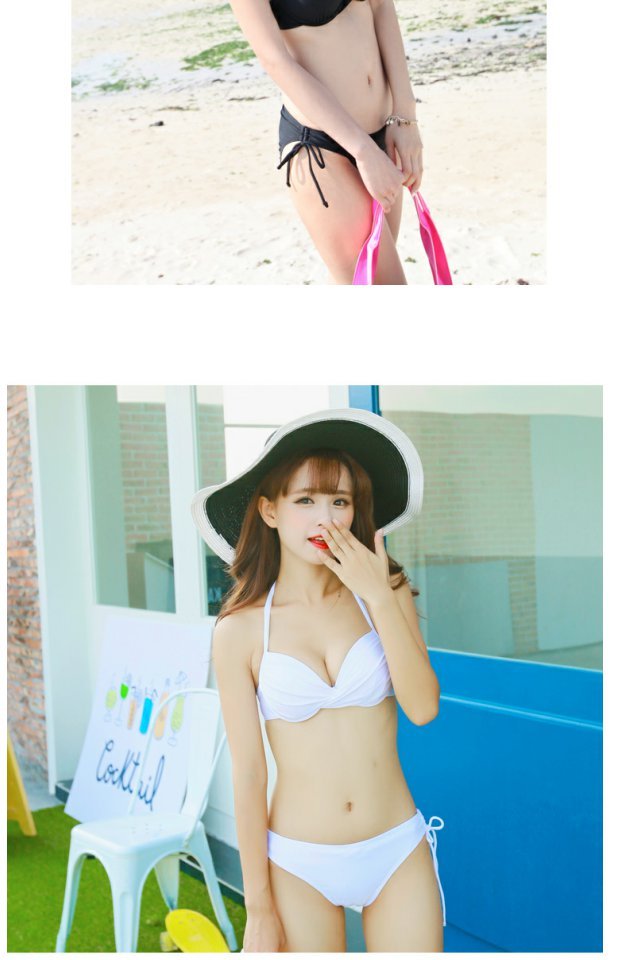 Phiên bản cổ điển Hàn Quốc của bộ bikini màu thép rắn có thể điều chỉnh tập hợp áo tắm gợi cảm BIKINI là áo tắm mỏng nữ nóng bỏng váy tắm biển đẹp