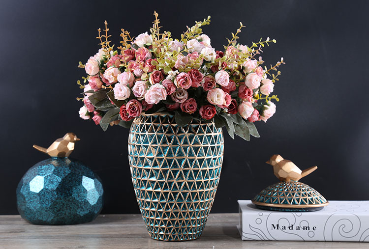 European vase sitting room dry flower arranging flowers ceramic furnishing articles American bedroom table household light key-2 luxury decoration