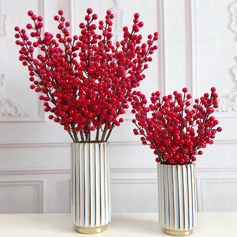 Simulation short shoot berries, rich fruit crabapple glass ceramic flower implement decorative Christmas fruit jequirity gao zhi