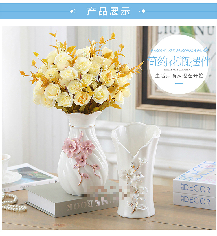 Ceramic vase furnishing articles sitting room flower arranging the Nordic creative contracted white table dry flower decoration American Europe type restoring ancient ways