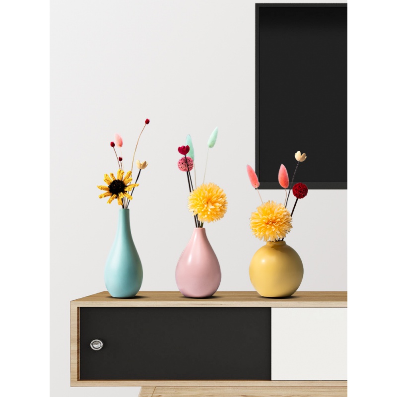 Ins Nordic ceramic floret bottle furnishing articles decorative dried flowers contracted creative desktop sitting room tea table decoration