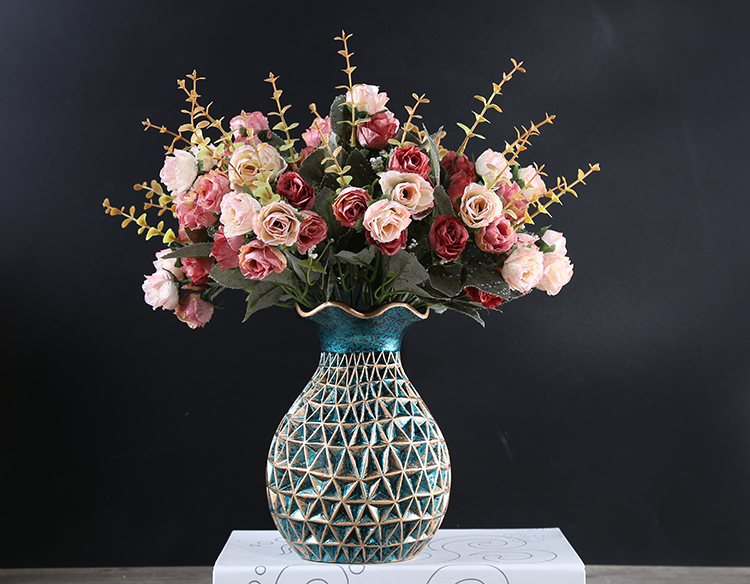 European vase sitting room dry flower arranging flowers ceramic furnishing articles American bedroom table household light key-2 luxury decoration