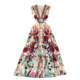 Summer sweet national style retro deep V-neck wood ear sleeveless printed dress female cake fairy long skirt