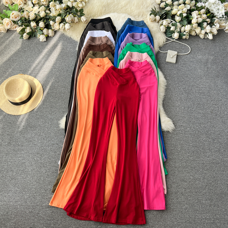Trendy ins Casual Pants for Women, Popular High-Waisted Slim-Fit Flared Long Pants, Sexy Figure-Flattering Yoga Pants