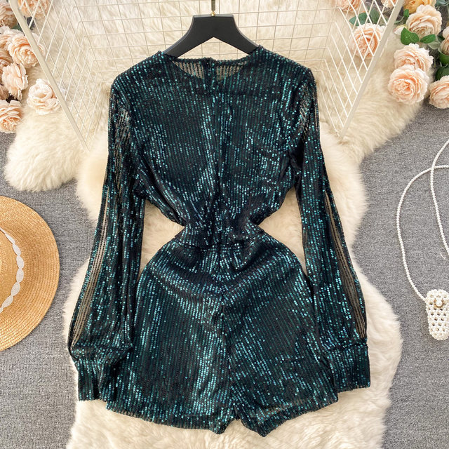 European and American ins niche high-end sequin jumpsuit for women 2023 new style lady temperament fashion dress jumpsuit