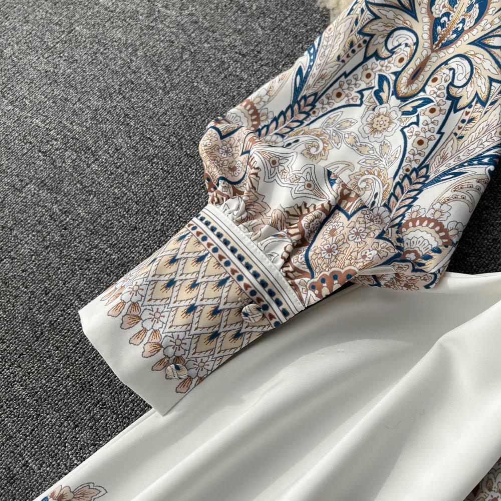 Wholesale Women's Casual Elegant Simple Style Printing Holiday Banquet Selfie Turndown Long Sleeve Swing Dress display picture 5