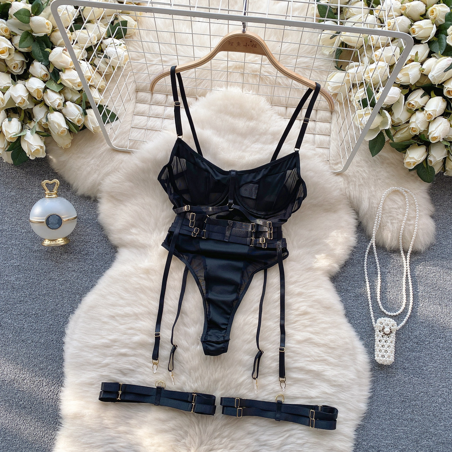 Chill gio Frauen Spitze Body suits Dessous Mode enge einteilige Kombination Cat suits heiße schlanke sexy Mode intime Mesh Stram pler – Detail 5