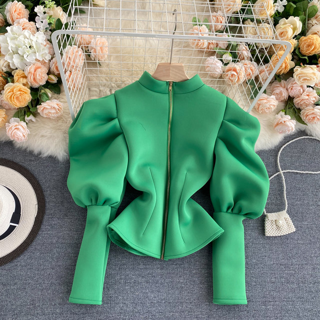 European and American ins design sense niche lamb leg sleeves 2020 scheming top women's autumn long-sleeved front and back two fashionable shirts