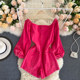 ins is fashionable to wear white rose red jumpsuit autumn retro single-breasted slim short jeans trend