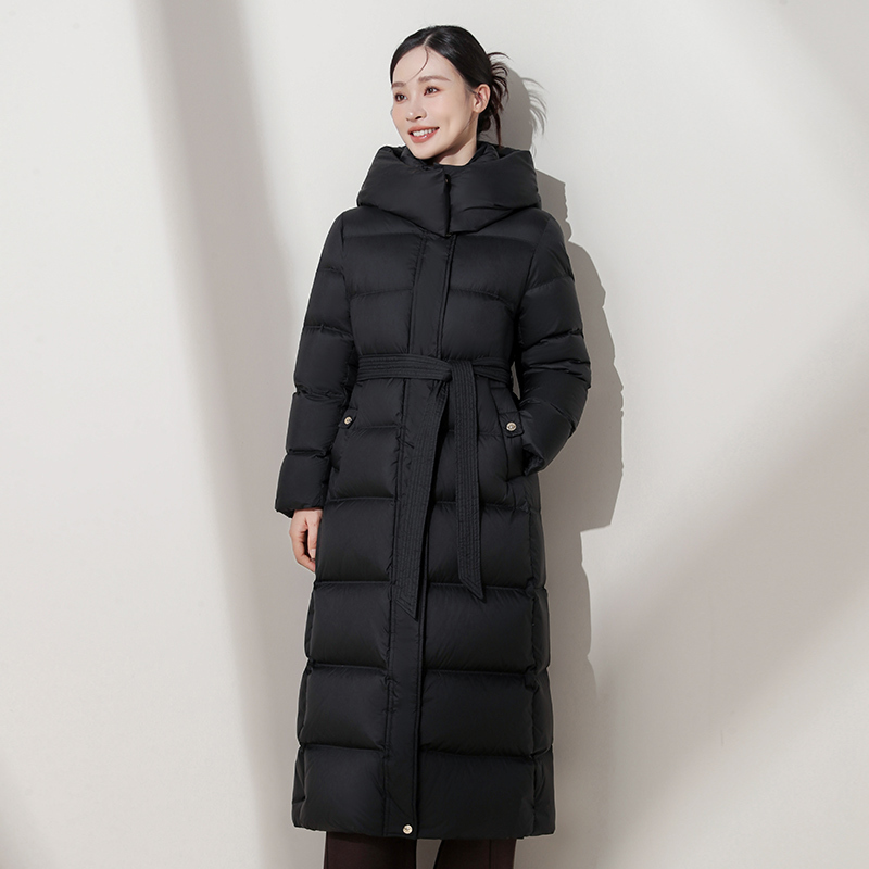 95% White Duck down Jacket for Women, Mid-Length, 2024 New Winter Long Style, Over-The-Knee, Thickened, Warm Coat, Trendy