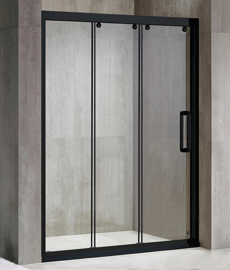 Herringbone matt stainless steel triple linkage shower room bathroom tempered glass partition bath screen dry and wet separation screen