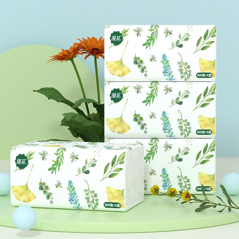 Flowers 10 packs of paper drawing 300 tissue towels for household use of authentic toilet towels