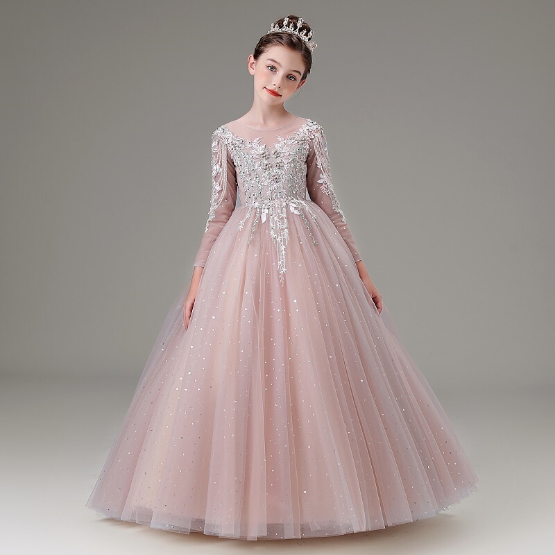 Children's Dress Long-Sleeved Autumn and Winter High-End Girl's Birthday Princess Dress Classy Little Host Piano Performance Costume Children's Dress Long-Sleeved Autumn and Winter High-End Girl's Birthday Princess Dress Classy Little Host Piano Performance Costume