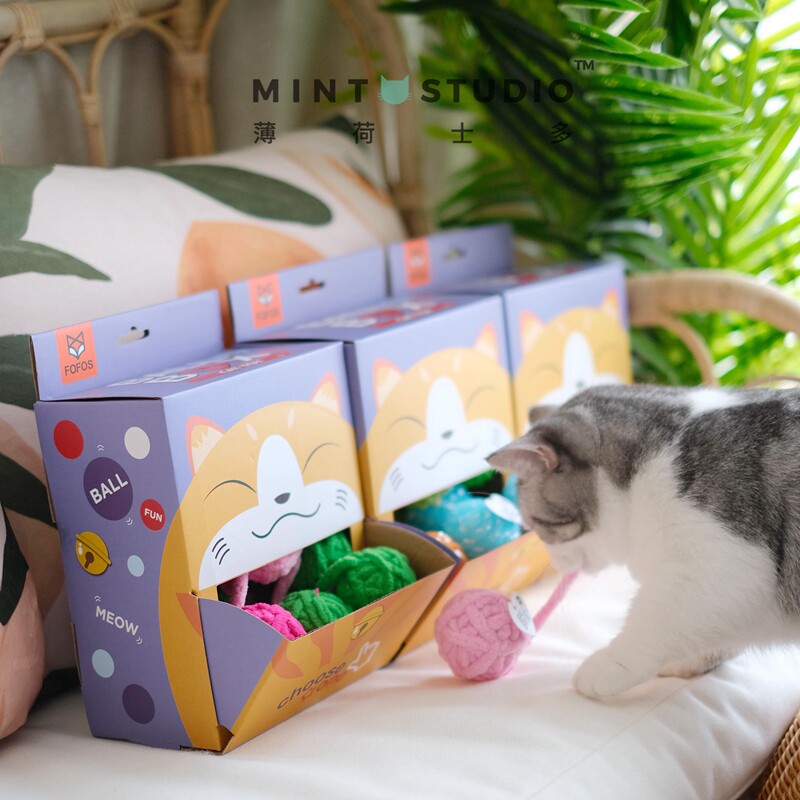 Mint - round, rolling lovely fofos, wool - wool ball - ball - doll toy cat mint bell