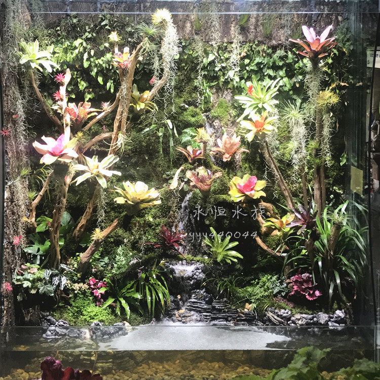 Professional custom tropical rain shower tank rainforest ecological tank spray humidification spray hotel shopping mall large natural decoration