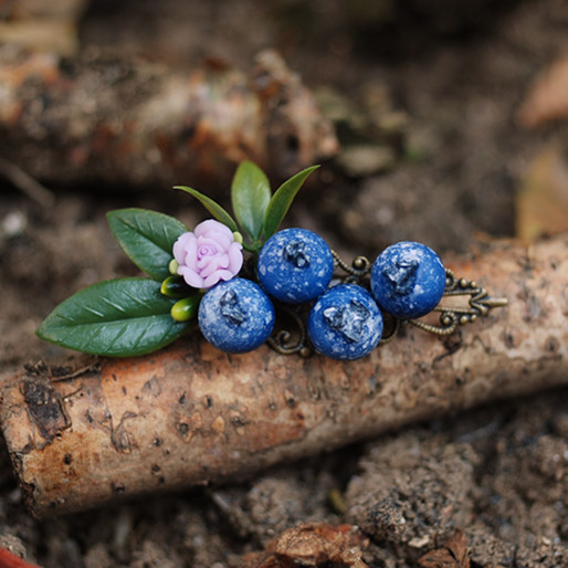 Cục Lâm nghiệp Mori Thiết kế thủ công ban đầu Bông tuyết Blueberry Berry Kẹp tóc, Clip bên, Phụ kiện tóc Cá miệng Clip - Phụ kiện tóc phụ kiện tóc ngắn