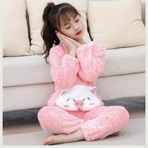  Childrens coral velvet pajamas Boys Flannel girls baby boys children autumn and winter thickened girl suit