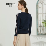 邢氏 Трикотажный тонкий свитер, осенний дизайнерский лонгслив, большой размер, круглый воротник, коллекция 2021, тренд сезона