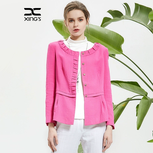 邢氏 Осенняя тонкая куртка для матери для отдыха, большой размер, круглый воротник, коллекция 2021